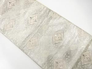 アンティーク　斜め格子に向かい鶴模様織り出し袋帯（材料）